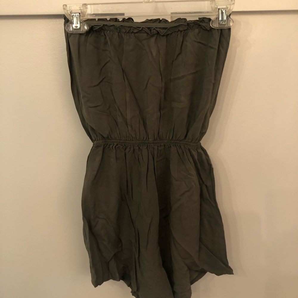 Army Green Strapless Romper